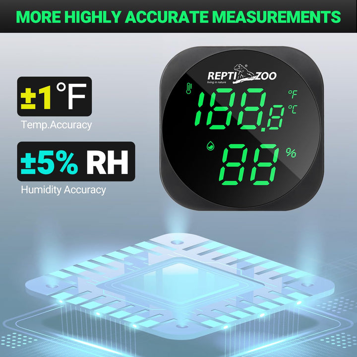 Thermometer Hygrometer, LED Digital Thermo Hygrometer for Reptile Terrarium Pet Rearing Box, Reptile Tank Thermometer with 55.2" Cable USB Power Supply