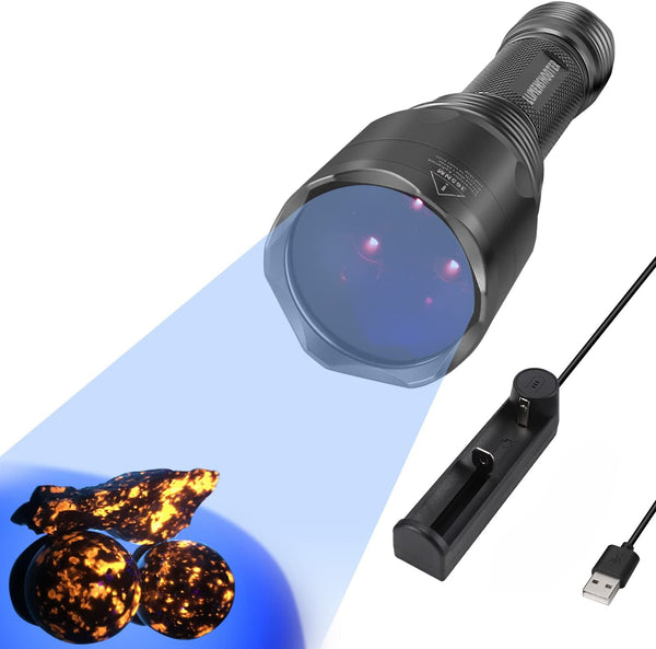 S3 365Nm UV Flashlight with 3 Leds, Powerful Blacklight Flashlights for Pet Urine Detection, Resin Curing, Rocks, Scorpion