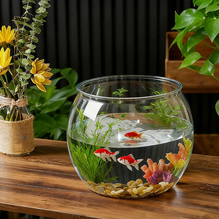5 Gallon Plastic Fish Tank Large Bowl Shatterproof with Crystal Clear Clarity for Terrarium, Flower Vase Centerpiece Gift for Fish Lovers (Round)