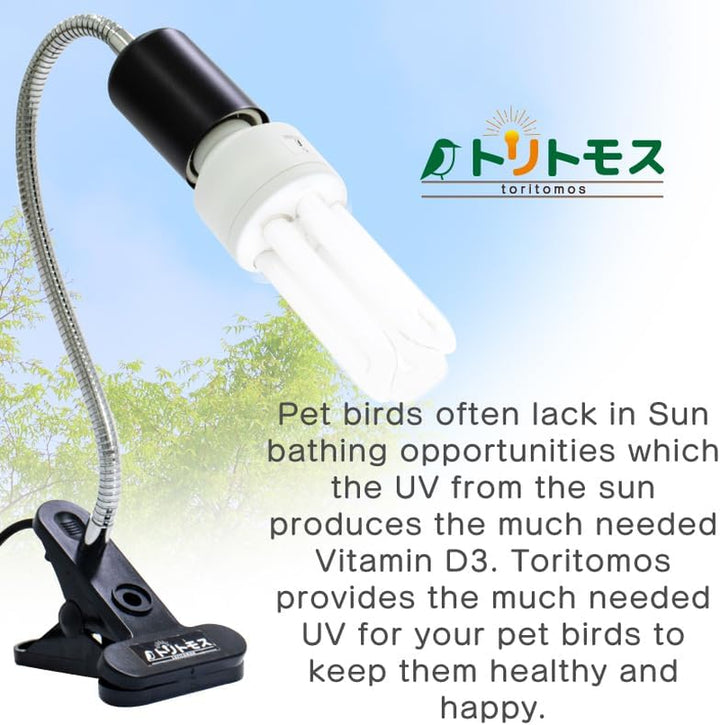 TORITOMOSU Bird Cage UVB Light Combo Kit, Aviansun Lamp 2.4% UVB UVA 20W Compact Fluorescent Bulb for All Kinds Captive Birds