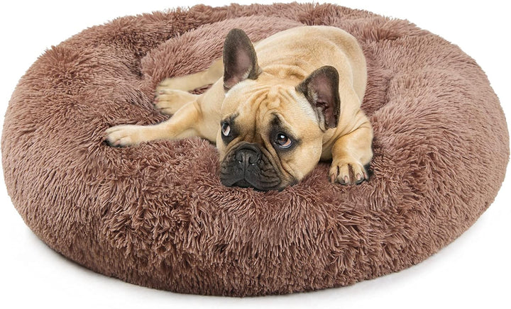 Small Calming Dogs Bed for Small Dogs Anti-Anxiety Machine Washable Fluffy Luxury Anti-Slip Waterproof Mute Base Warming Cozy Soft Pet Puppy round Bed