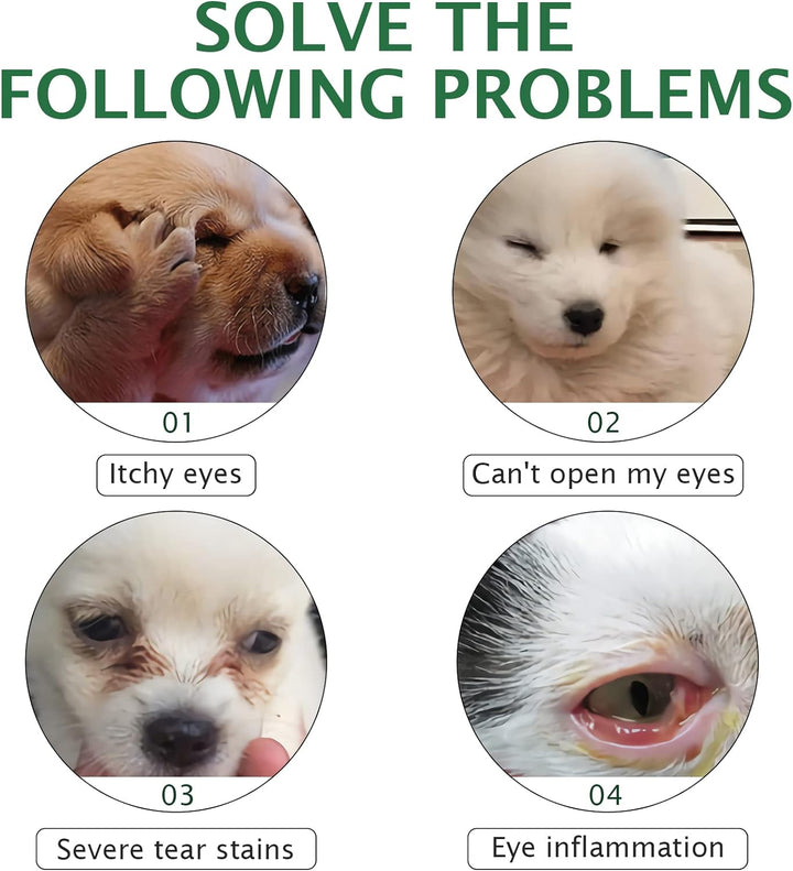 60ML Pet Eye Drops for Dog & Cat Relieve Eyes Itching & Irritation, Pink Eye & Allergies Symptoms Safe & Gentle Formula for All Animals