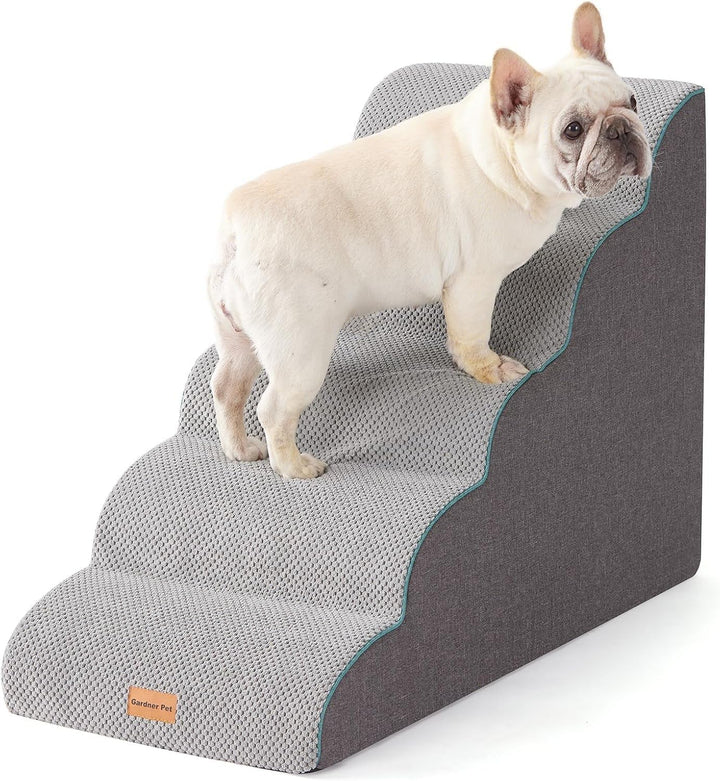 Dog Stairs for Small Dogs 16.5" H, 2 in 1 Transformable 3-Step Pet Stairs and Ramp, Dog Steps for Couch (13-20 In) with Durable Non-Slip Waterproof Cover and Certipur-Us Certified Foam