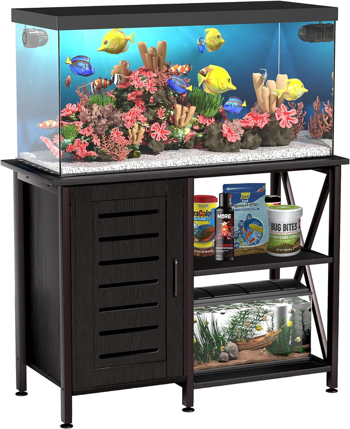 20-29 Gallon Fish Tank Stand, Aquarium Stand with Cabinet Accessories Storage, Heavy Duty Metal Frame, 31.49" L*15.74" W Tabletop, 330LBS Capacity, Black PG07YGB