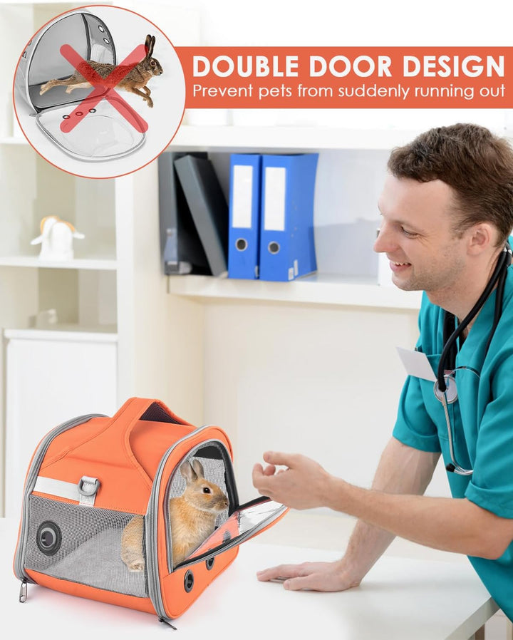 Guinea Pig Carrier Bag, Portable Small Animal Carrier Pouch for Hamster Chinchilla Rabbit Gerbil Hedgehog Sugar Glider Outgoing Travel Carrying Case -Orange