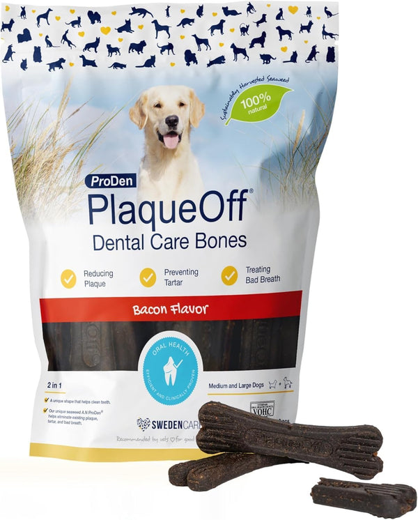 System Dental Care Bones - Dog Teeth Cleaning Bones for Oral Hygiene -Medium/Large Canine Formula - Bacon Flavor -17 Oz(Packaging May Vary)