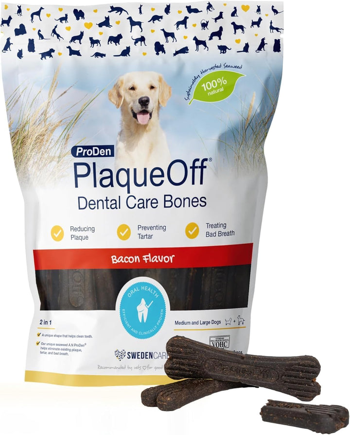 System Dental Care Bones - Dog Teeth Cleaning Bones for Oral Hygiene -Medium/Large Canine Formula - Bacon Flavor -17 Oz(Packaging May Vary)