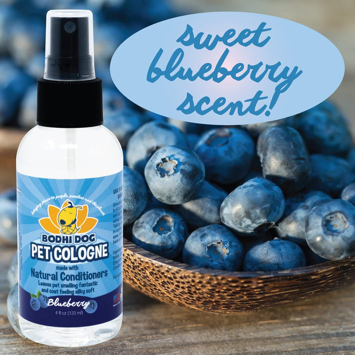 Natural Dog Cologne (Blueberry) - Premium Scented Deodorizing Pet Perfume with Conditioner for Dogs & Cats - Keeps Pets Fresh & Clean - Gentle and Safe Formula, Made in USA (4 Fl Oz)