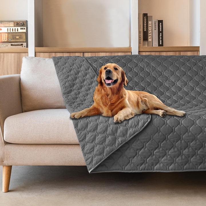 3X Stronger Waterproof Pet Blanket, Scratch Proof Furniture Protector for Dogs Cats, Reversible Cover 30X70 Inch, Dark Grey/Light Grey