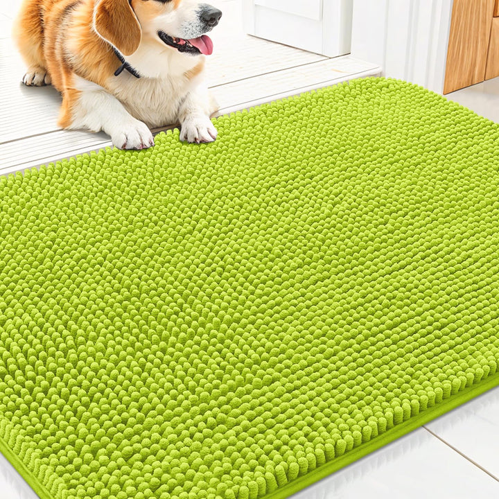 Dog Door Mat for Muddy Paws 30X20, Absorbs Moisture and Dirt Doormat, Non-Slip Washable Quick Dry Chenille Front Door Mat Indoor Entrance, Entryway Carpet for inside Floor, Grey