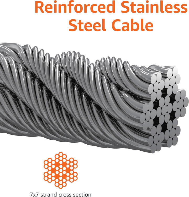 Tie-Out Cable for Dogs up to 90 Lbs, 25 Feet, White