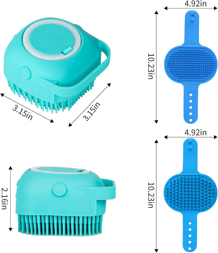 6PCS Dog Bath Brush & Dog Toothbrush | Adjustable Handle Shampoo Brush & Scrubber for Short & Long Haired Dogs & Cats | Effectively Solve Odor & Stain Removal Problems | Pet Supplies (Blue)