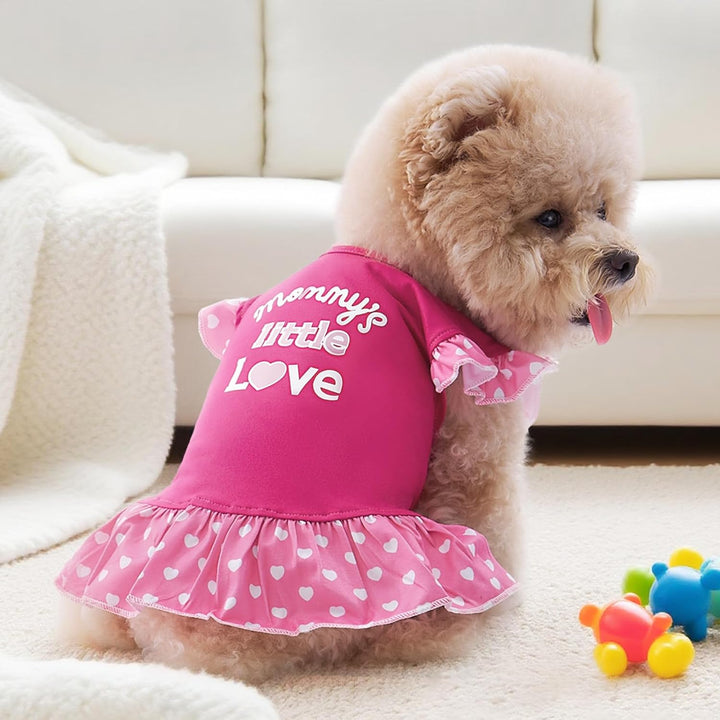 4 Pieces Pet Dog Dress Dog Clothes Girl Puppy Shirt Yorkie Clothes Cute Doggie Dress Pet Apparel for Small Dogs and Cats (Pink Angel, Small(4.5-8Lbs))