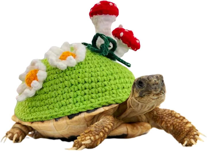Sweater for Turtle, Handmade Knitted Sweater for Tortoise, Warm Small Animal Sweater, Knitted Pet Apparel with Adjustable Strap, Pet Cosplay Costume for Halloween (Red Stegosaurus, M)