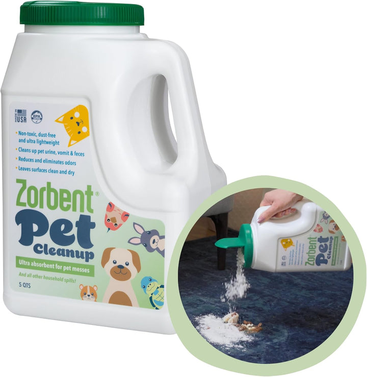Pet Accident Cleanup – Odor Remover for Dog & Cat Messes. Absorbs 1 Gallon. Pet-Safe Cleaner for Urine, Vomit, Poop & Accidents on Hardwood, Tile, Vinyl, Concrete, Short Carpet & Rugs, 5 Qt