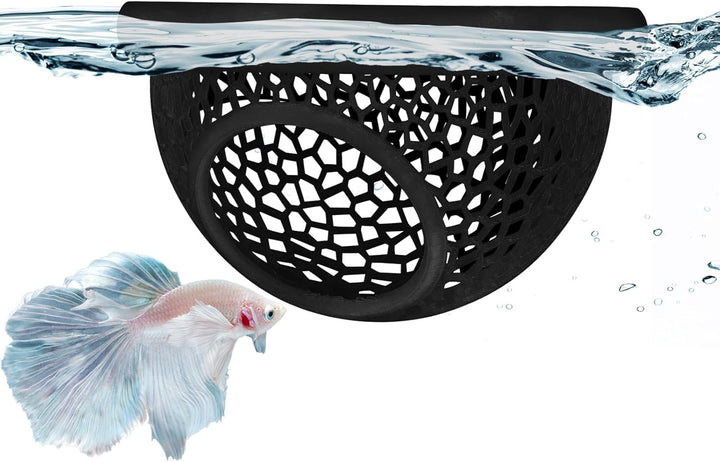 Floating Betta Hide & Shrimp Cave – 3D Printed Aquarium Decor, Multi-Functional Hammock, Feeding Ring & Safe Resting Spot for Betta, Shrimp & Small Fish (PLA, Eco-Safe)
