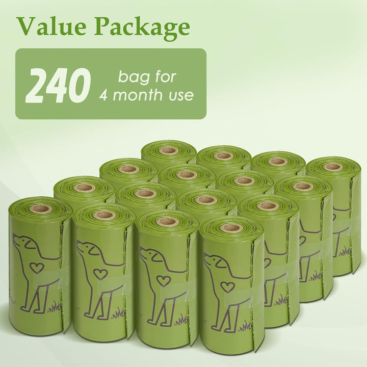 240 Count Lavender Scented 13” X 9” Dog Poop Bags Rolls, Leakproof Strong & Sturdy Waste Bags for Doggie Cat Pet