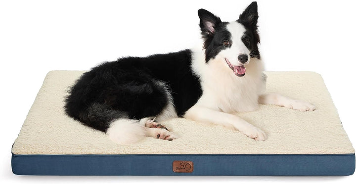 Dog Beds Large Sized Dog - Comfy Flat Pet Beds with Removable Washable Cover, Orthopedic Egg Crate Foam Puppy Mat, Suitable for Pet up to 65 Lbs
