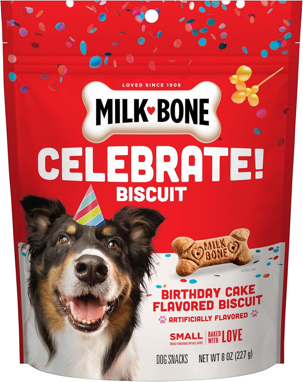Celebrate Birthday Cake Artificially Flavored Biscuits, Small Dog Treats, 8 Oz. Bag