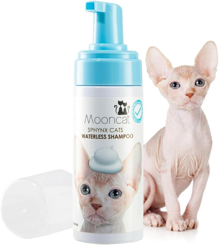 Waterless Cat Shampoo, 100% Licking Safe & Vet Approved No Rinse Dry Bath Foam - Gentle Deodorizer for Short Haired Cats, Seniors & Kittens - Soothes Sensitive Skin, Reduces Dander & Odor
