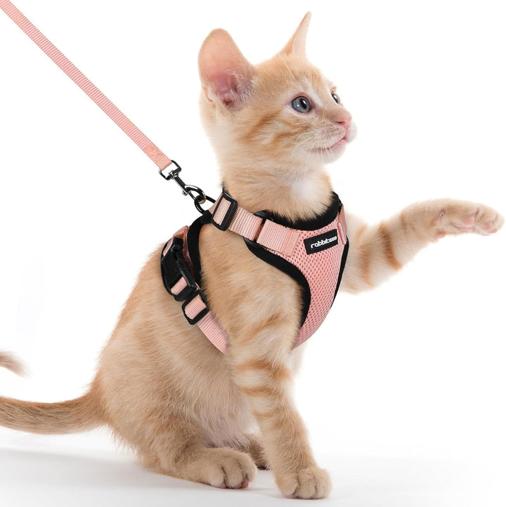 Cat Harness and Leash for Walking, Escape Proof Soft Adjustable Vest Harnesses for Cats, Easy Control Breathable Reflective Strips Jacket, Black, XS