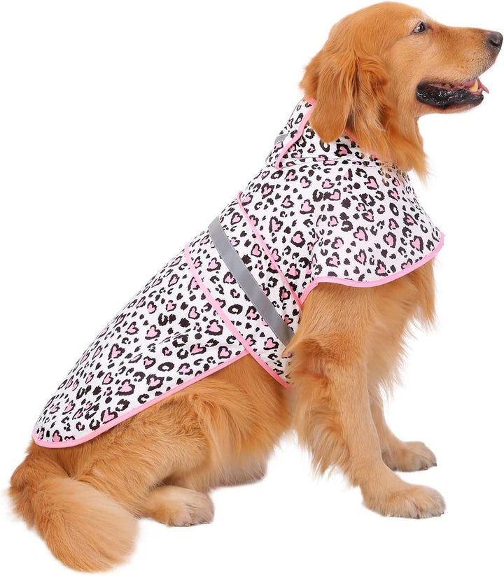 Dog Raincoat Jacket Reflective Adjustable Hooded Pet Poncho Rain Coat with Leash Hole for Small to X-Large Dogs Yellow - L