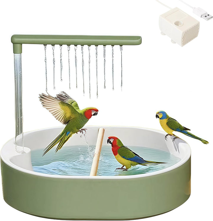 Parakeet Bird Bath for Cage Indoor, Parrot Bird Shower Budgie Bath Splash Guard, Automatic Circulating Water Bathtub for Pet Bird, Lovebird, Cockatiel, Finches, Cockatoo, Conure