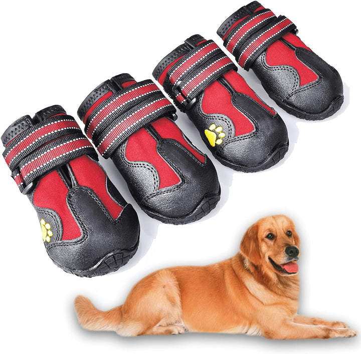 Dog Boots,Waterproof Dog Shoes,Dog Booties with Reflective Rugged Anti-Slip Sole and Skid-Proof,Outdoor Dog Shoes for Medium to Large Dogs 4Pcs-Size6