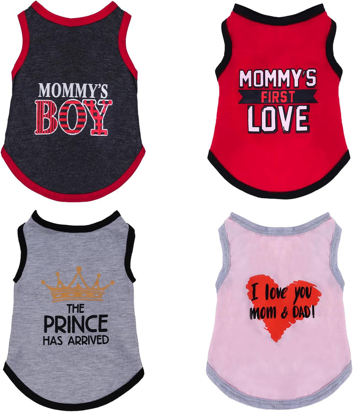4 Pack Dog Shirts Summer Printed Puppy Clothes Cute Sleeveless Pet T Shirts Dog Clothes for Small Medium Dogs Cats Girl(S)