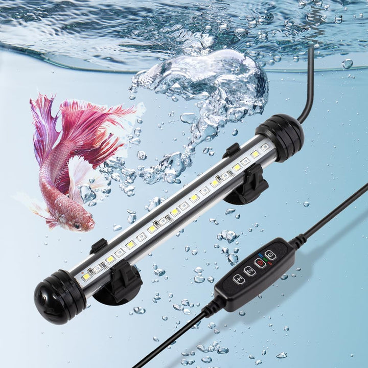 4W 7.5Inch Submersible Aquarium Light Underwater Fish Tank Light LED Aquarium Light Bar with Timer Auto On/Off and Dimmer Adjustable Brightness, 1 Yr Warranty