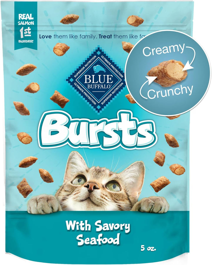 Bursts Crunchy & Creamy Cat Treats, Great for Training, Paw-Lickin' Chicken, 5-Oz Bag