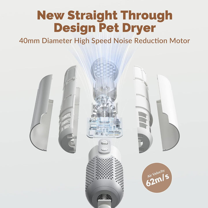 Dog Dryer for Pet Grooming,Handheld 1.21Lb Lightweight Dog Hair Dryer 2 Speeds 4 Temp,Portable High Velocity Dog Blow Dryer for Trave Home