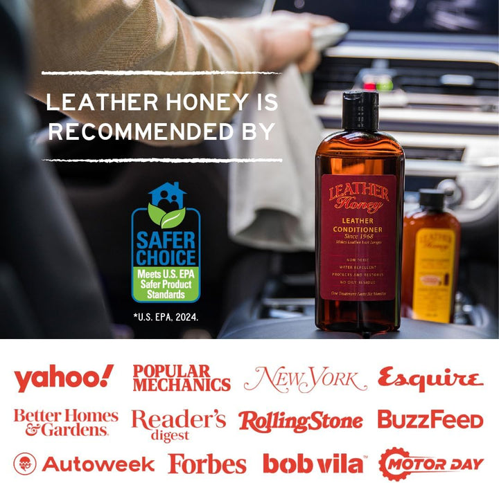 Leather Cleaner: Non-Toxic Leather Care Made in the USA since 1968. Deep Cleans Leather, Faux & Vinyl - Couches, Car Seats, Purses, Tack, Shoes & Bags. Safe Any Colors & White Leather