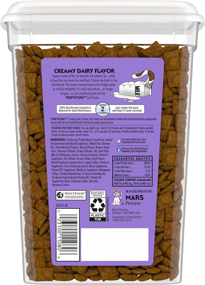 Classic Crunchy and Soft Cat Treats, Creamy Dairy Flavor, 16 Oz. Tub