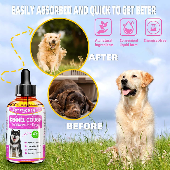 Dog Cough Treatment，Effective Kennel Cough Medicine for Dogs & Cats, Natural Kennel Cough Treatment and Allergy Relief, Herbal Drops for All Breeds & Sizes, Soothing Dog Cough Medicine