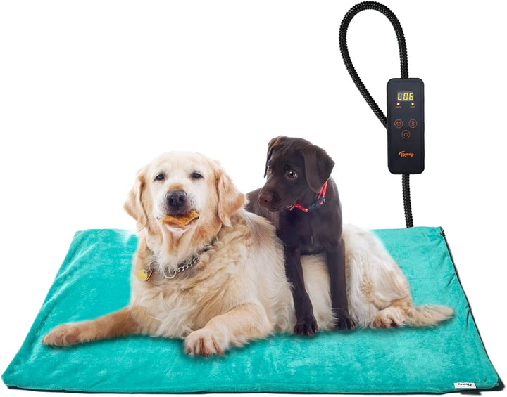Small Pet Heating Pad, 6 Adjustable Temperature Dog Cat Heating Pad with Timer, Waterproof Heated Cat Bed with Chew Resistant Cord, Indoor Electric Pet Heated Mat 18X16In