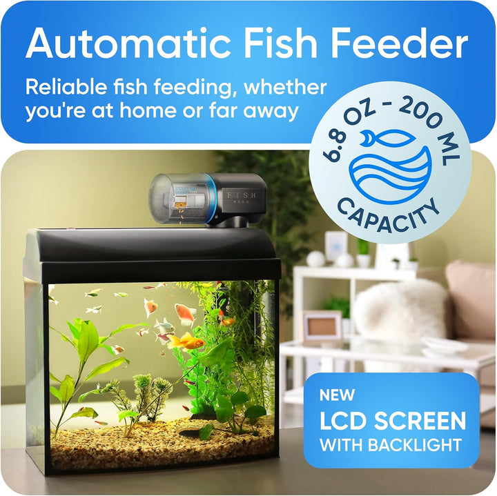 Automatic Fish Feeder for Aquarium - New Generation 2025, Auto Food Dispenser with Timer for Small Tank, Big Aquariums & Pond (Blue)