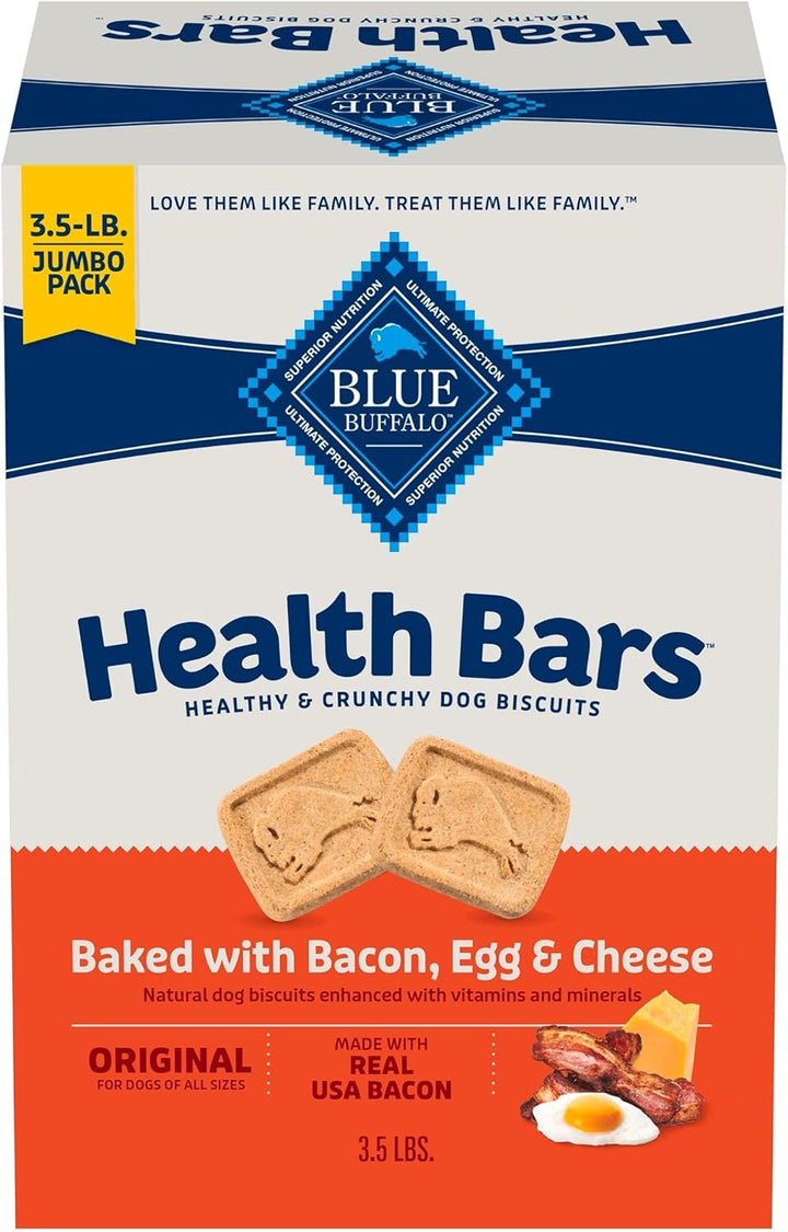 Health Bars Crunchy Dog Biscuits, Oven-Baked with Natural Ingredients, Bacon, Egg & Cheese , 16-Oz Bag