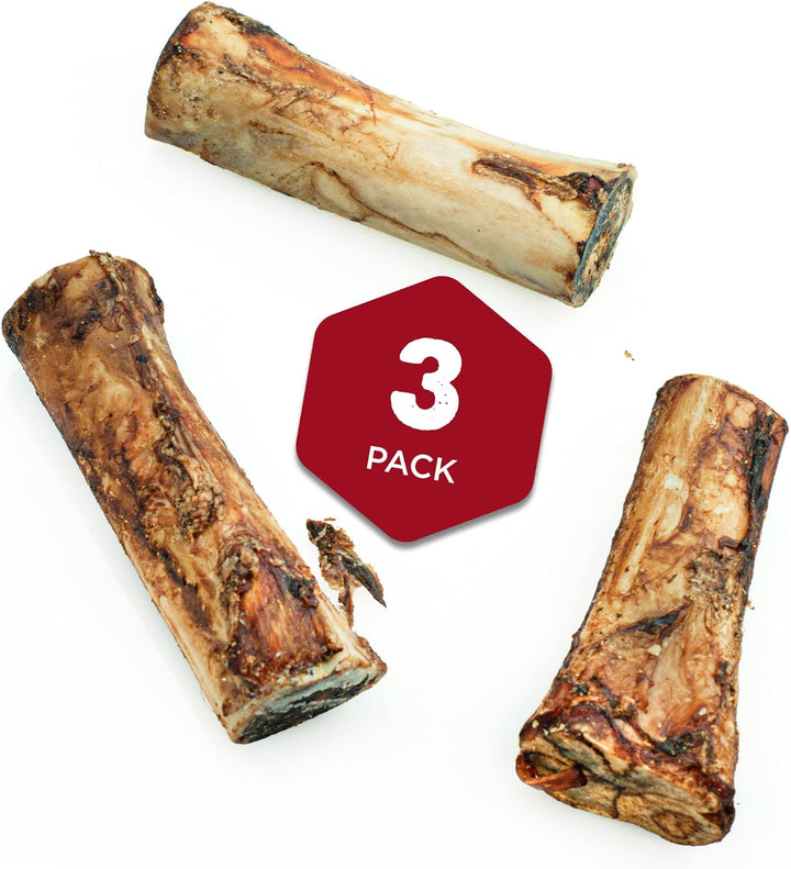 Marrow Bones - 3 Count (Pack of 1) - USA Packed, Healthy Snack, Grass-Fed Beef, Long-Lasting, Great for Large Breeds
