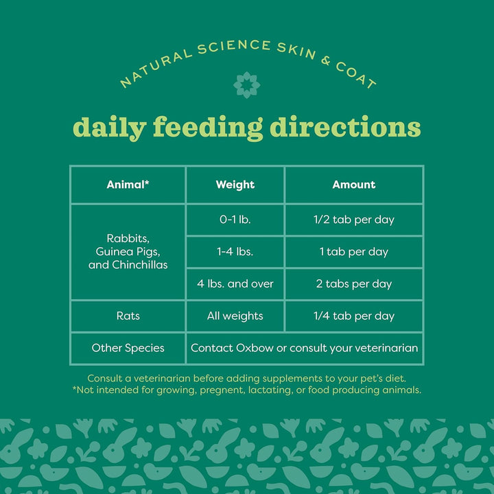 Natural Science Skin & Coat Support, Supplement for Rabbit & Guinea Pig, Made with  Timothy Hay, Includes Palm Oil & Omega 3 & 6 Fatty Acids, Made in USA, 4.2 Oz Bag