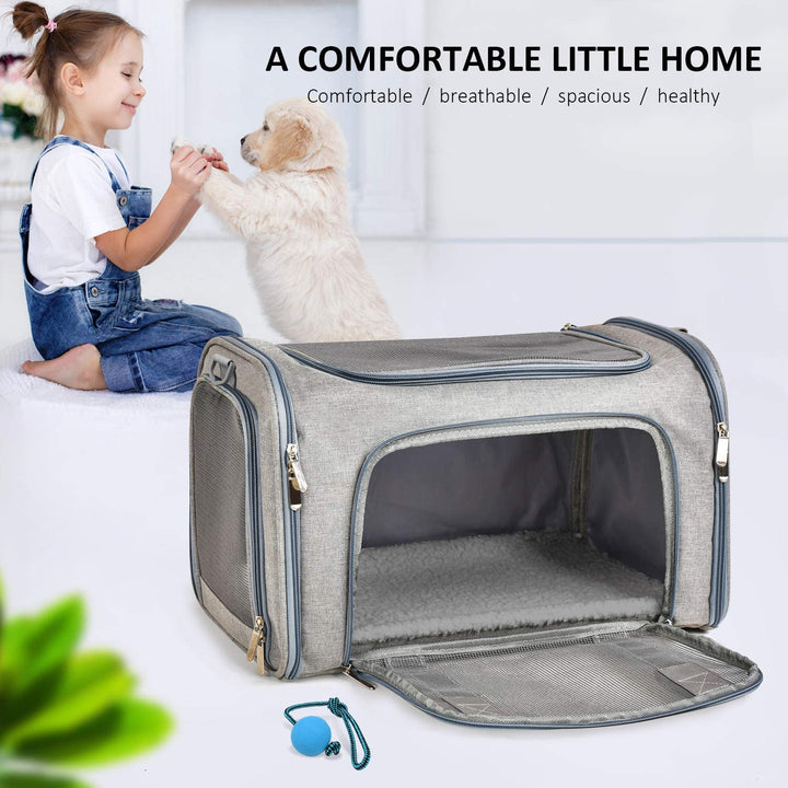 Cat Carriers Dog Carrier Pet Carrier for Small / Medium Cats Dogs Puppies (Up to 15Lbs), TSA Airline Approved Small Dog Carrier Soft Sided, Collapsible Waterproof Travel Puppy Carrier - Grey