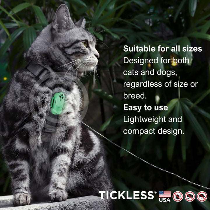 Mini Ultrasonic Tick and Flea Device Neon Yellow | Fragrance-Free Rechargeable Protection for Cats and Dogs | Nightlight Function | on Collar and Harness | Safety in Nature and Cities