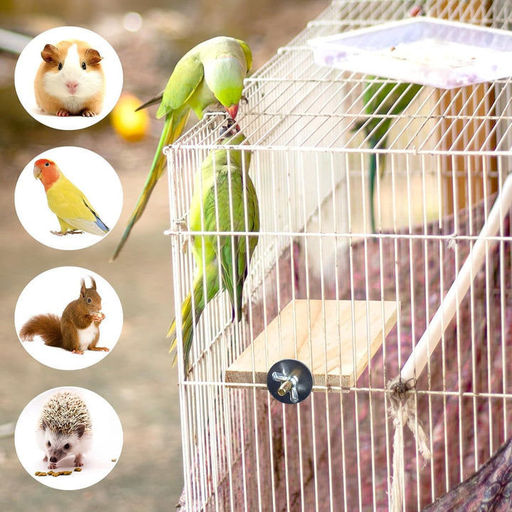 4-Size Bird Platforms with Wood Perches and Stand Boards - Habitat Cage Corner Shelves with Stainless Steel Washers - Ideal for Parrots, Cockatiels & Small Pets like Hamsters, Gerbils & Chi