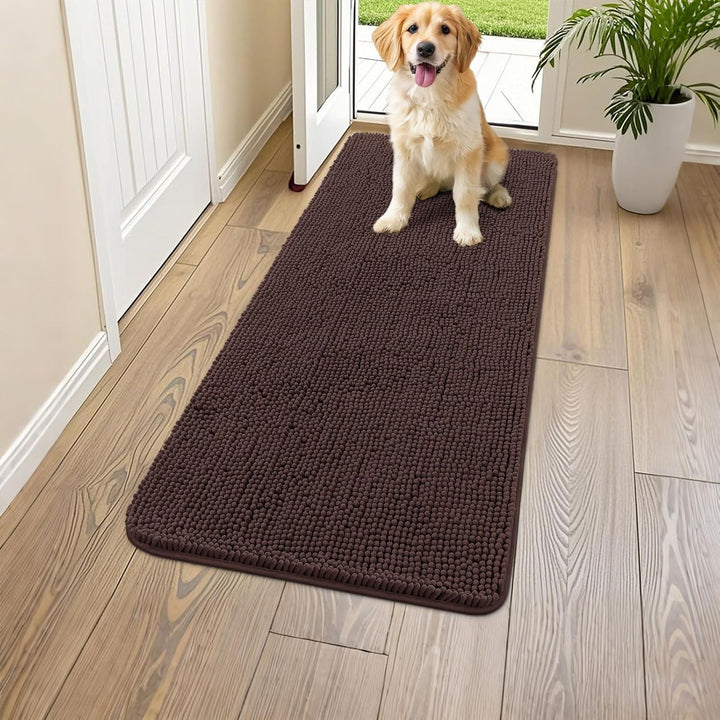 Dog Door Mat for Muddy Paws 30X20, Absorbs Moisture and Dirt Doormat, Non-Slip Washable Quick Dry Chenille Front Door Mat Indoor Entrance, Entryway Carpet for inside Floor, Grey