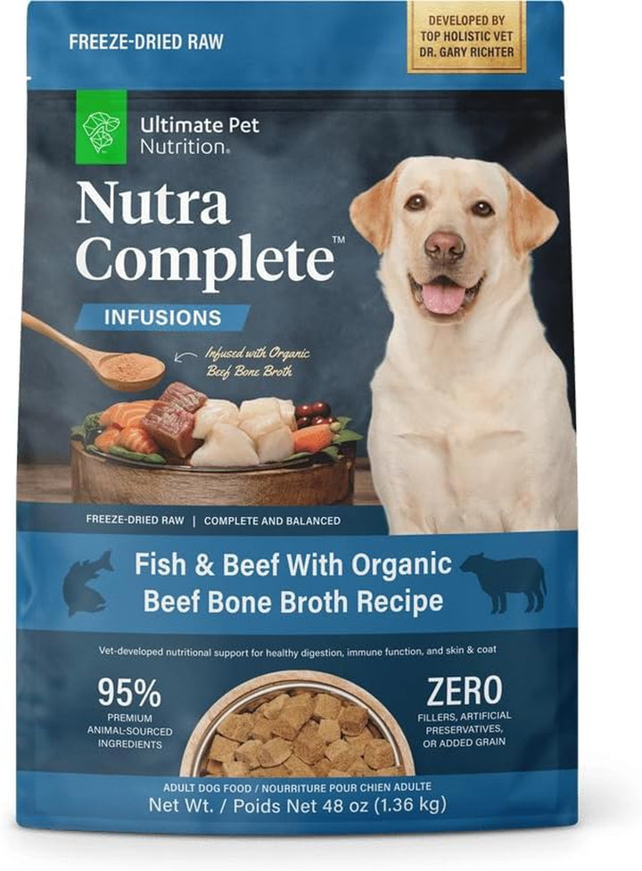 Nutra Complete Freeze Dried Raw Dog Food, Veterinarian Formulated with Antioxidants, Prebiotics & Amino Acids (3 Pound, Beef)