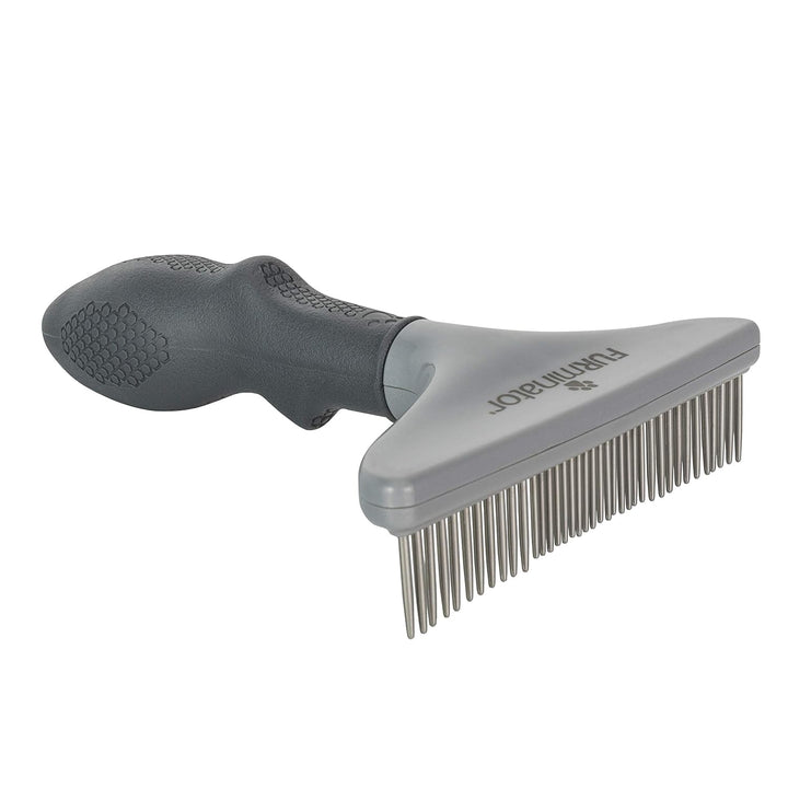 Dog/Cat Grooming Rake, Grooming Tool, Removes Loose Hair and Tangles, Gray