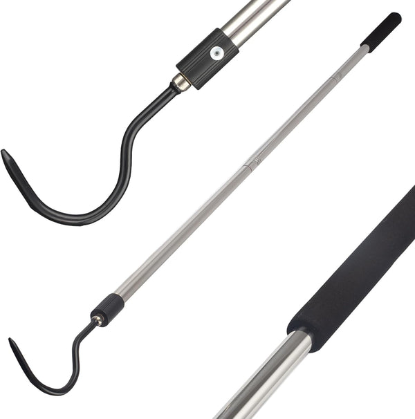 Snake Hook Heavy Duty, 35"-65" Snake Reptile Hook Rubber Tip for Rattlesnakes Ball Python Rattle Cobra Removal Non Slip Foam Handle Stainless Steel