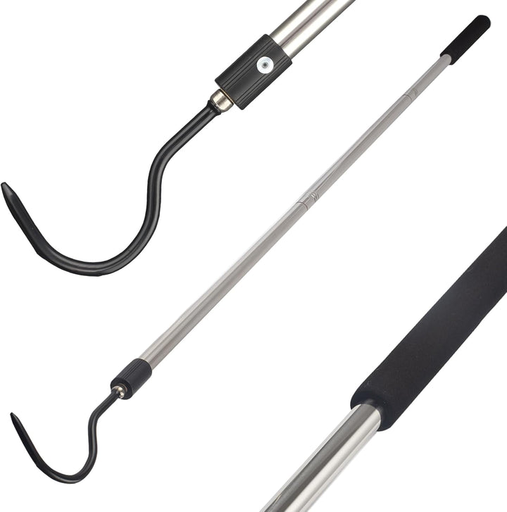 Snake Hook Heavy Duty, 35"-65" Snake Reptile Hook Rubber Tip for Rattlesnakes Ball Python Rattle Cobra Removal Non Slip Foam Handle Stainless Steel