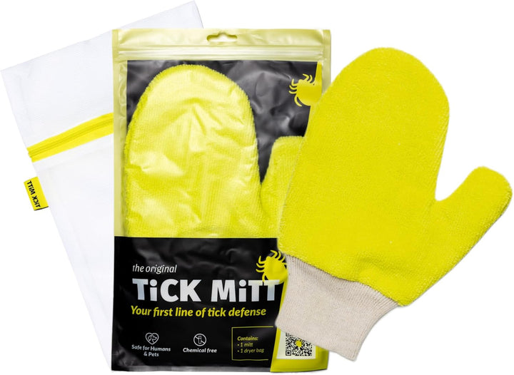 Yellow Tick Removal Glove for Humans & Pets - Safely Remove Ticks Effortlessly, Chemical-Free, Durable, Portable Tick Management Tool for Outdoor Adventures & Everyday Use