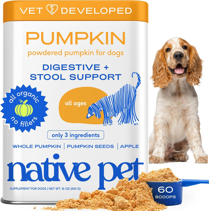 Pumpkin for Dogs - Organic Powder Pumpkin Puree Dog Food Toppers -Rich in Fiber Supplement Powder Helps with Digestion, Nutrient Absorption, Diarrhea, Constipation & Upset Stomach-30 Scoops